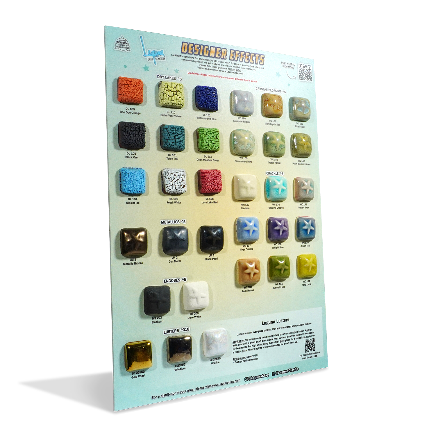 DESIGNER EFFECTS GLAZE SAMPLE BOARD W/TILES