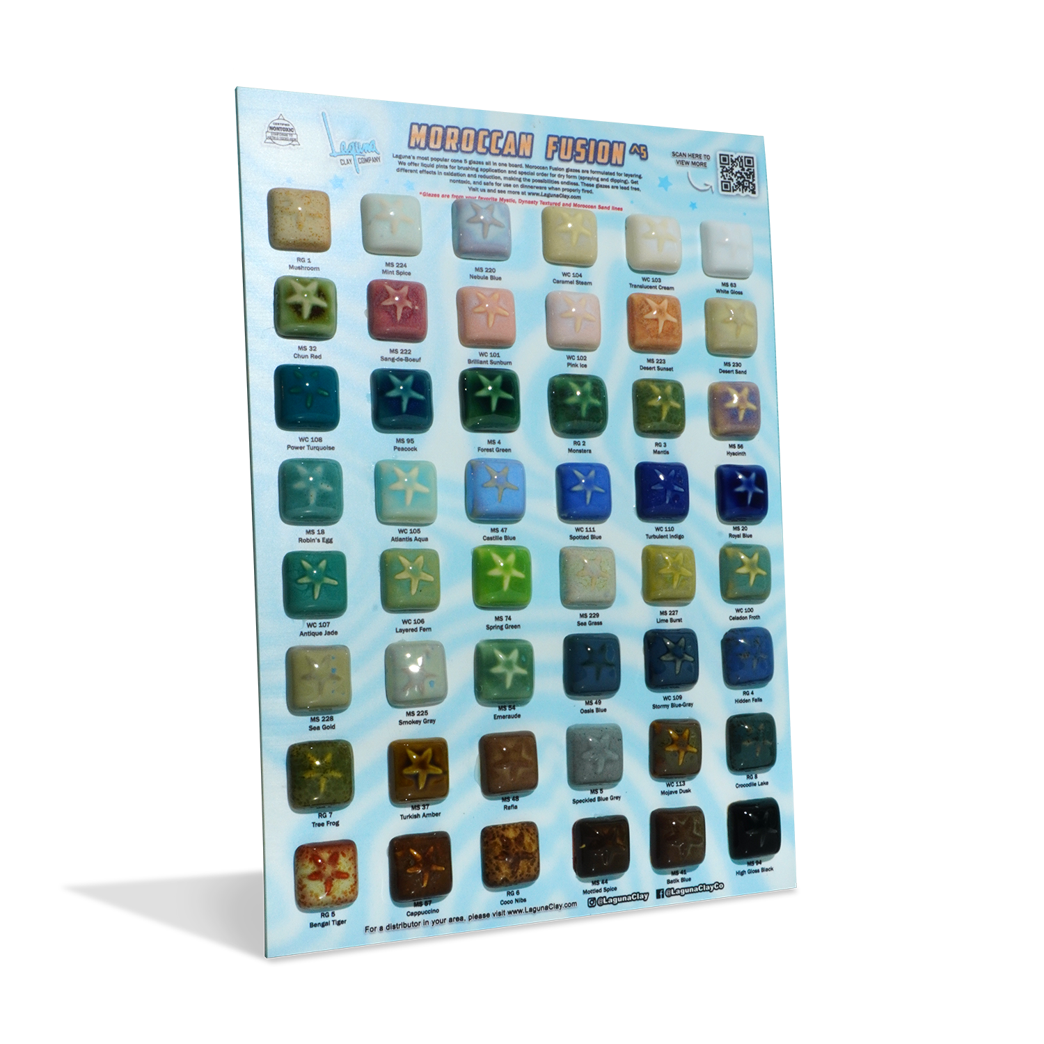 MOROCCAN FUSION ^5 GLAZE SAMPLE BOARD W/TILES