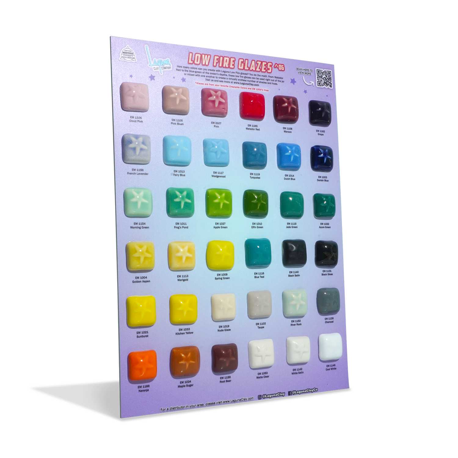 LOW FIRE ^06 GLAZE SAMPLE BOARD W/TILES