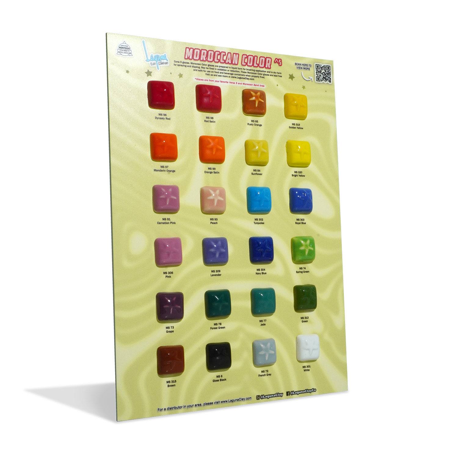 MOROCCAN COLOR ^5 GLAZE SAMPLE BOARD W/TILES